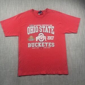 Ohio State Buckeyes Shirt Mens Medium Red NCAA Football AS‎ Sports 2007 BCS Game
